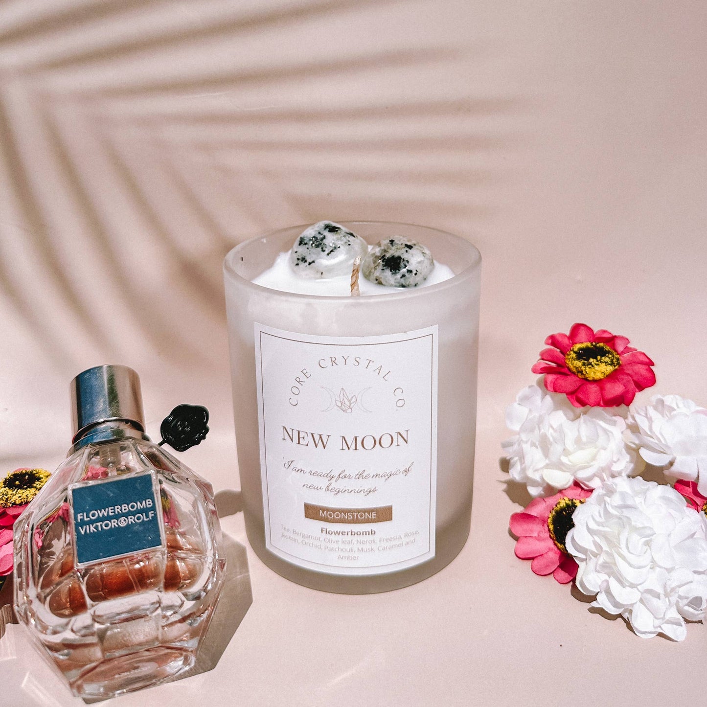 NEW MOON Flowerbomb Crystal Infused Candle
