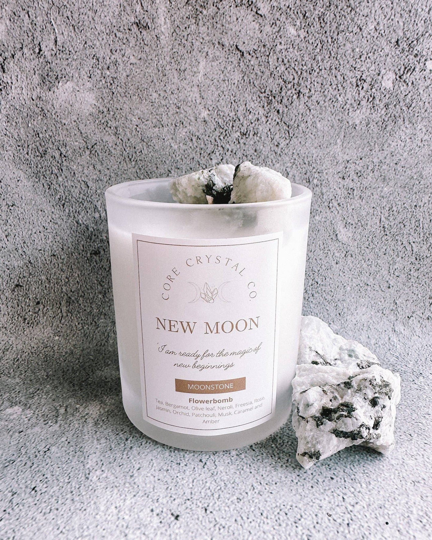 NEW MOON Flowerbomb  Crystal Infused Candle