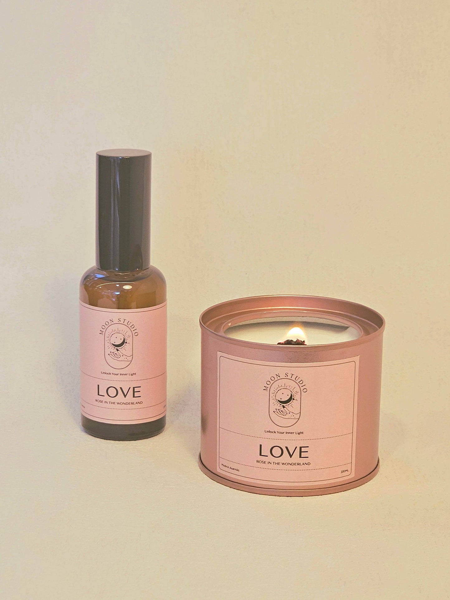 Love Candle - Rose in the Wonderland Scent - Wooden Wick, Hand Poured in Sydney, Australia - Soy Wax