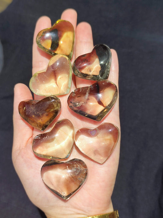 Sparkling Joy: Puffy Brazilian Citrine Heart - Embrace Positivity and Abundance: 3-4 cm