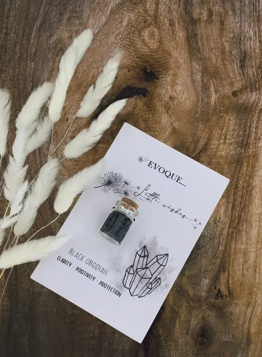 'Little Wishes' Crystal Jars - Black Obsidian