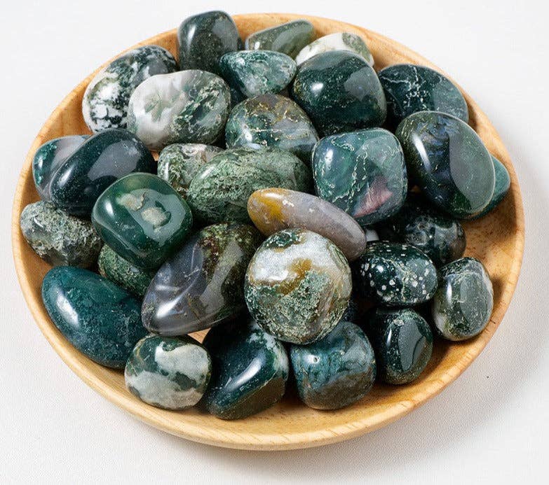 Moss Agate Crystal Tumble 100g